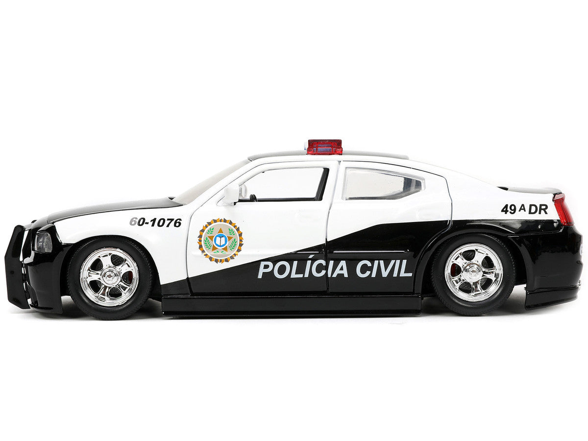 2006 Dodge Charger Police Black and White "Policia Civil" "Fast & Furious" Series 1/24 Diecast Model Car by Jada LuxuryLifeWay Online Store