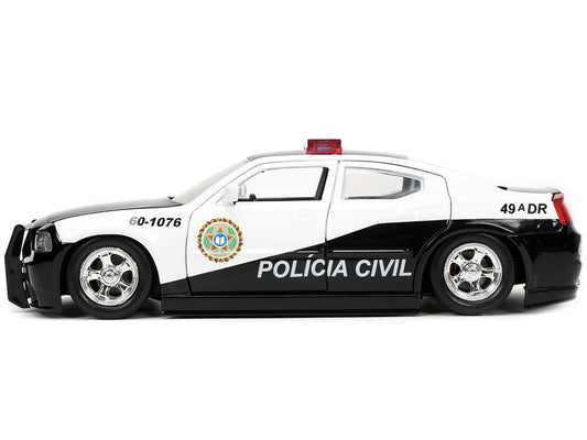 2006 Dodge Charger Police Black and White "Policia Civil" "Fast & Furious" Series 1/24 Diecast Model Car by Jada LuxuryLifeWay Online Store