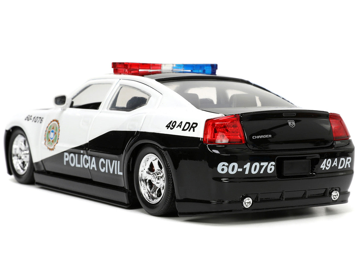 2006 Dodge Charger Police Black and White "Policia Civil" "Fast & Furious" Series 1/24 Diecast Model Car by Jada LuxuryLifeWay Online Store