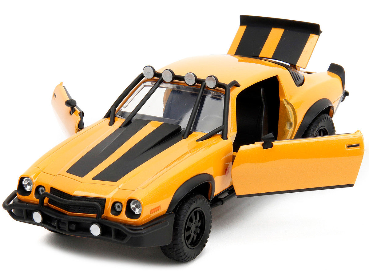 1977 Chevrolet Camaro Off-Road Version "Bumblebee" Yellow Metallic with Black Stripes and Transformers Logo Diecast Statue "Transformers: Rise of the Beasts" (2023) Movie "Hollywood Rides" Series 1/24 Diecast Model Car by Jada LuxuryLifeWay Online Store