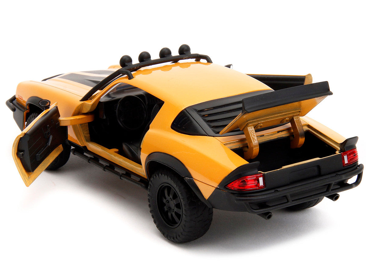 1977 Chevrolet Camaro Off-Road Version "Bumblebee" Yellow Metallic with Black Stripes and Transformers Logo Diecast Statue "Transformers: Rise of the Beasts" (2023) Movie "Hollywood Rides" Series 1/24 Diecast Model Car by Jada LuxuryLifeWay Online Store