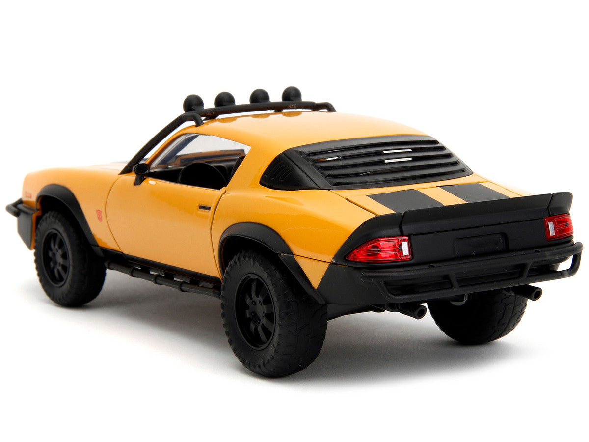 1977 Chevrolet Camaro Off-Road Version "Bumblebee" Yellow Metallic with Black Stripes and Transformers Logo Diecast Statue "Transformers: Rise of the Beasts" (2023) Movie "Hollywood Rides" Series 1/24 Diecast Model Car by Jada LuxuryLifeWay Online Store
