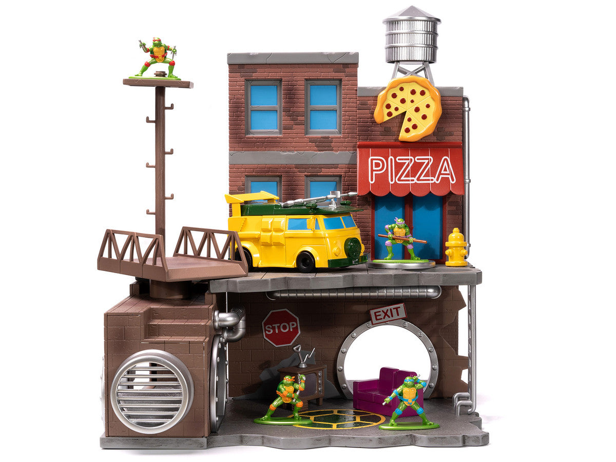 "Teenage Mutant Ninja Turtles" Turtle Lair Diorama Set with Figures and Party Wagon "Nano Scene" Series Model by Jada LuxuryLifeWay Online Store