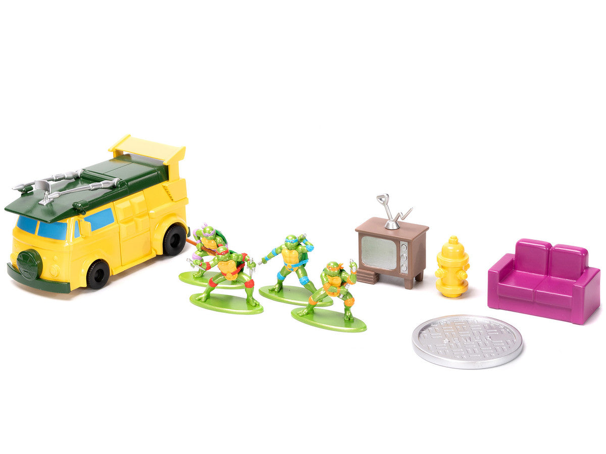 "Teenage Mutant Ninja Turtles" Turtle Lair Diorama Set with Figures and Party Wagon "Nano Scene" Series Model by Jada LuxuryLifeWay Online Store