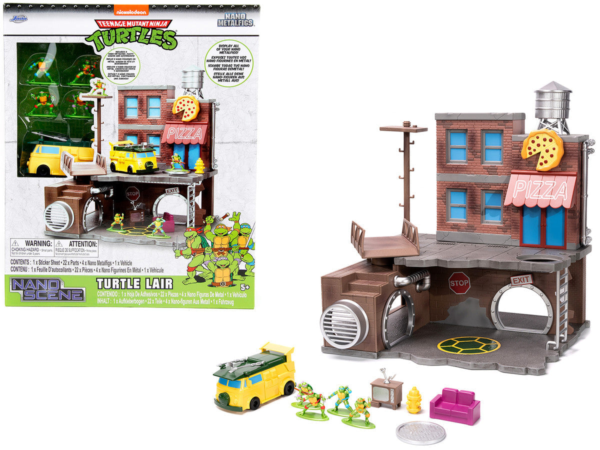 "Teenage Mutant Ninja Turtles" Turtle Lair Diorama Set with Figures and Party Wagon "Nano Scene" Series Model by Jada LuxuryLifeWay Online Store