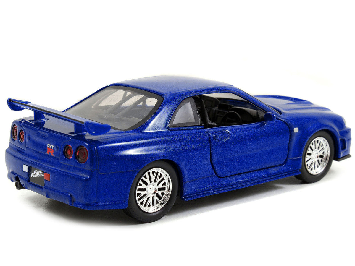 Brian's Nissan Skyline GT-R (R34) RHD (Right Hand Drive) Blue Metallic "Fast & Furious" (2009) Movie "25 Years of Fast & Furious" Series 1/32 Diecast Model Car by Jada LuxuryLifeWay Online Store