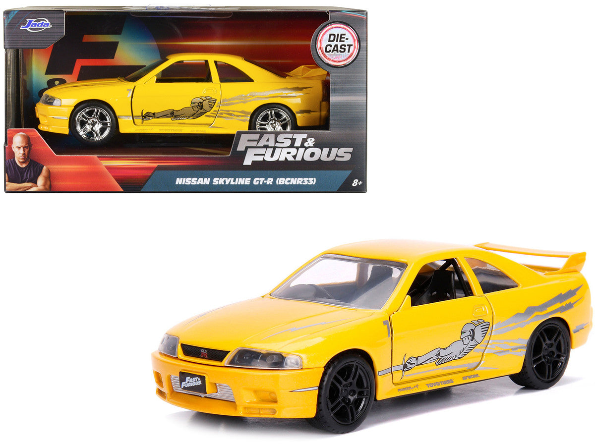 Leon's Nissan Skyline GT-R (BCNR33) Yellow Metallic with Graphics "Fast & Furious" Series 1/32 Diecast Model Car by Jada LuxuryLifeWay Online Store