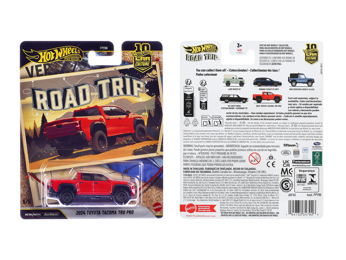 2024 Toyota Tacoma TRD PRO Pickup Truck Red "Road Trip" Series Diecast Model Car by Hot Wheels LuxuryLifeWay Online Store