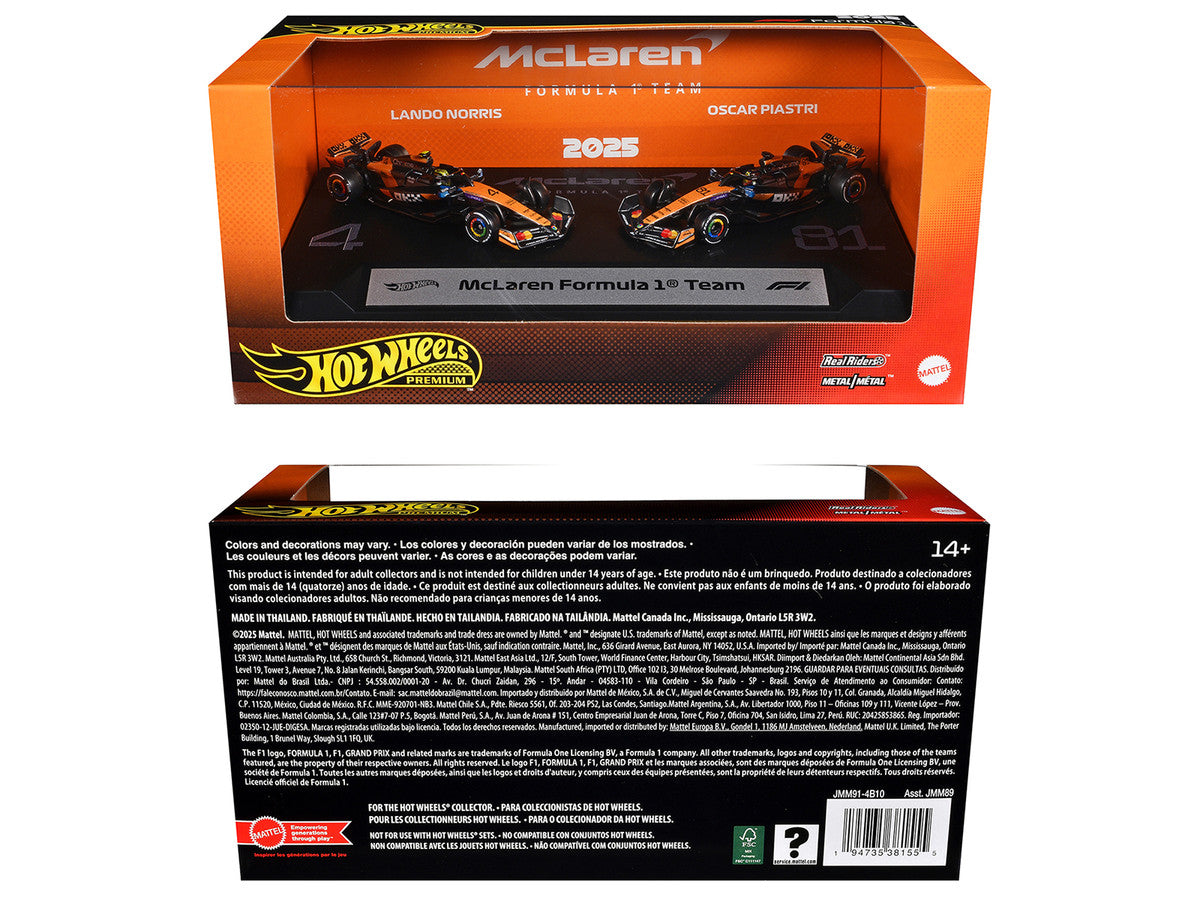 "McLaren Formula 1 Team" Formula One F1 World Championship (2025) 2 Piece Set Diecast Model Cars by Hot Wheels LuxuryLifeWay Online Store