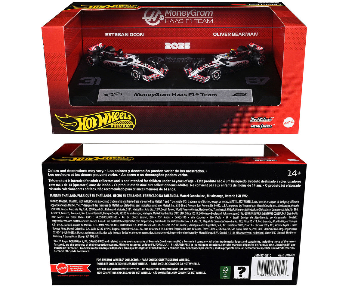 "MoneyGram Haas F1 Team" Formula One F1 World Championship (2025) 2 Piece Set Diecast Model Cars by Hot Wheels LuxuryLifeWay Online Store