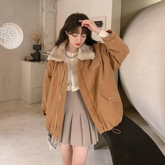 Thick Plush Loose Cotton Jacket
