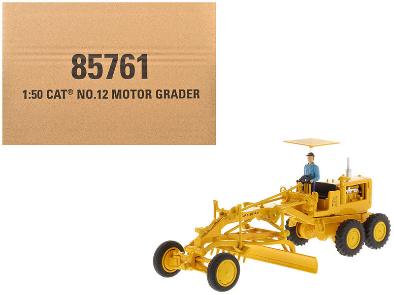 CAT Caterpillar No.12 Motor Grader Yellow with Operator "Vintage Series" 1/50 Diecast Model by Diecast Masters LuxuryLifeWay Online Store