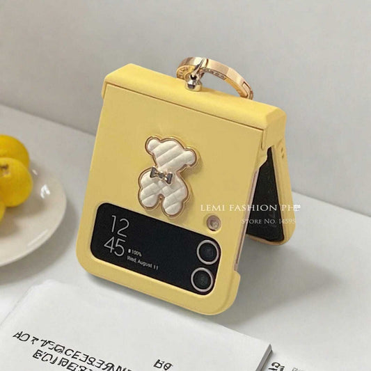 Cute Bear Ring Hinge Case for Samsung Galaxy Z Flip 3 4 5 6 - Fun & Protective Cover with Secure Grip for Z Flip Series LuxuryLifeWay Online Store