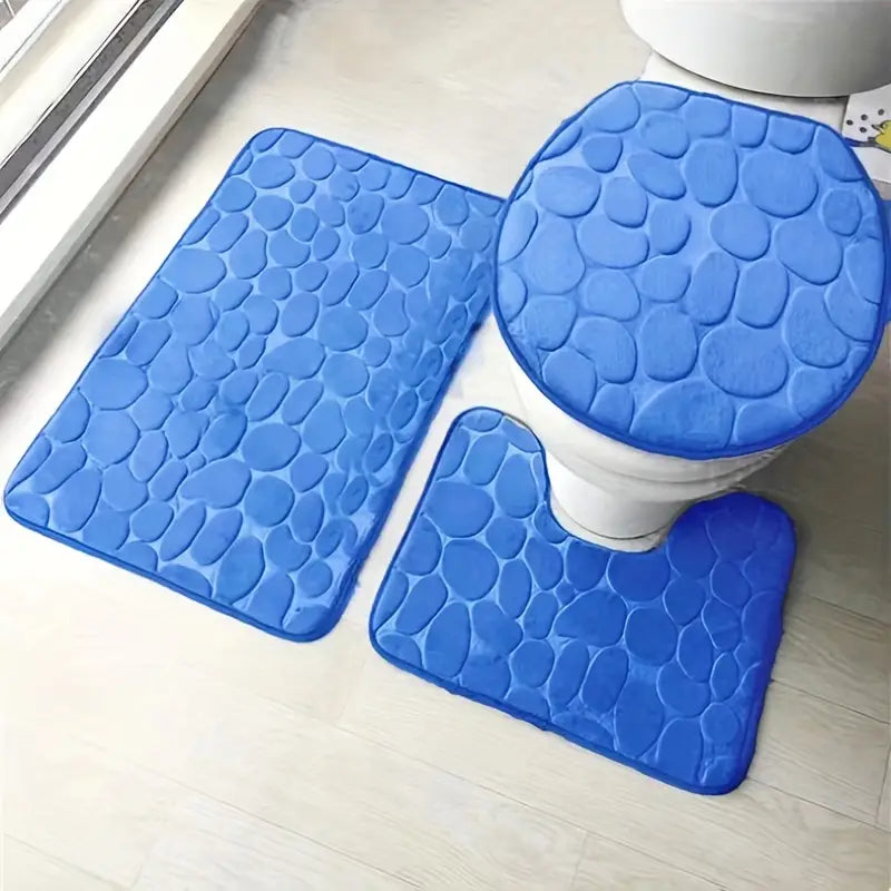 3-Piece Non-Slip Bathroom Rug Set Pi-Mart