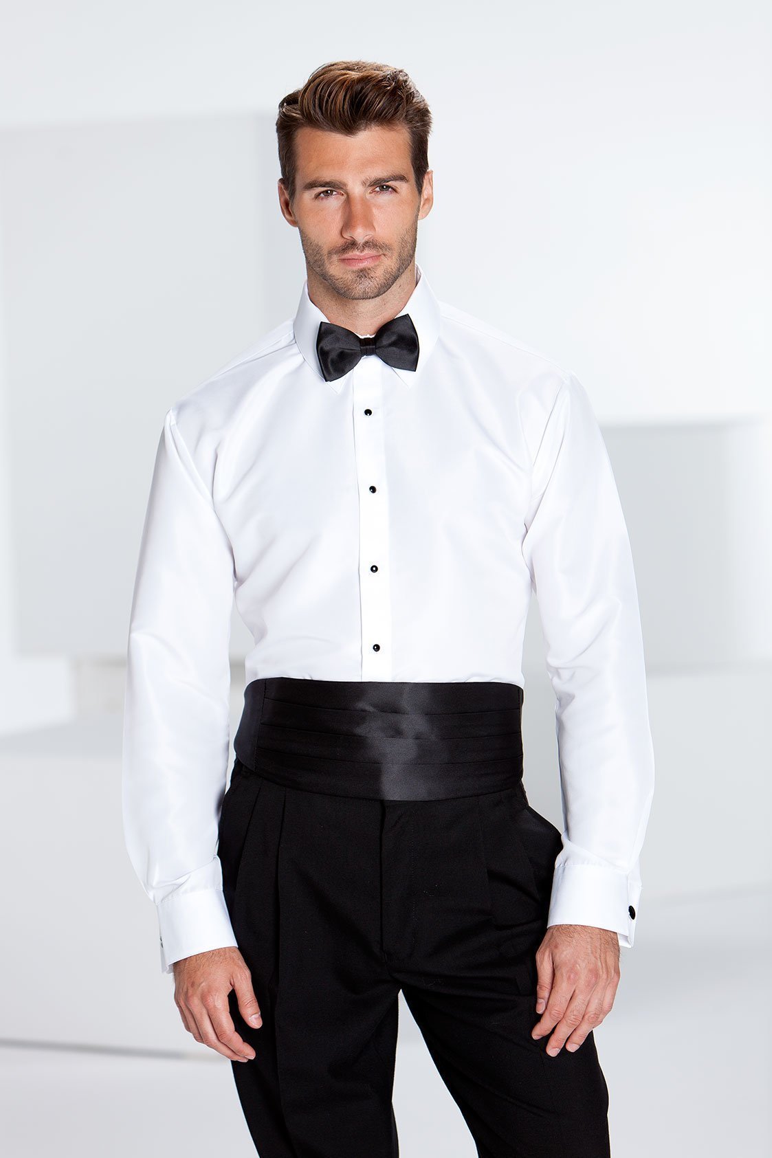 "Lido" White Laydown Tuxedo Slim Fit Shirt LuxuryLifeWay Online Store