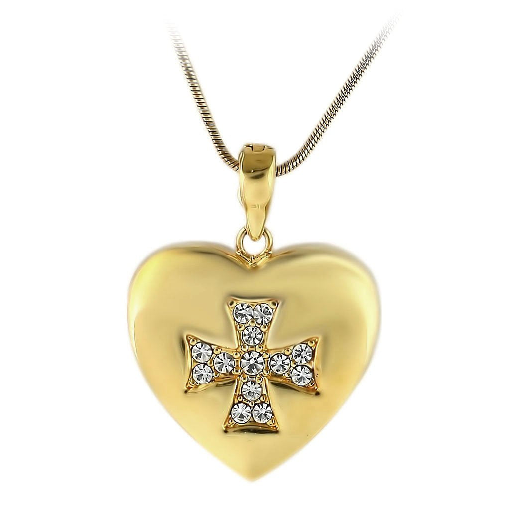 LO1183 - Gold Brass Pendant with Top Grade Crystal  in Clear LuxuryLifeWay Online Store