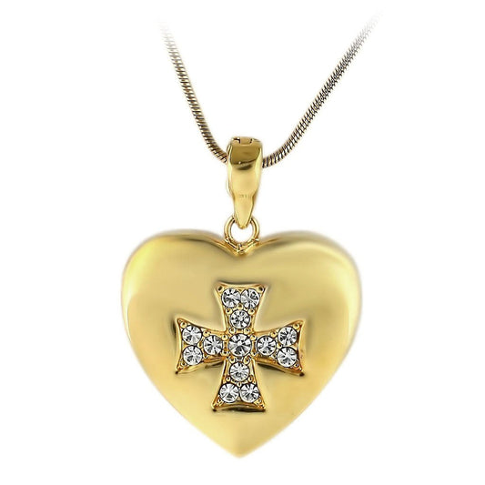 LO1183 - Gold Brass Pendant with Top Grade Crystal  in Clear LuxuryLifeWay Online Store