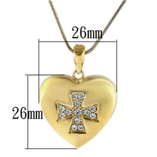 LO1183 - Gold Brass Pendant with Top Grade Crystal  in Clear LuxuryLifeWay Online Store