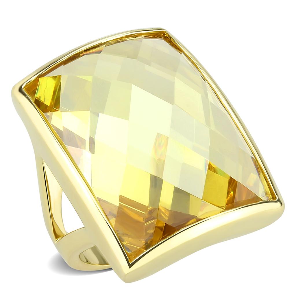 LO1251 - Gold Brass Ring with AAA Grade CZ  in Topaz LuxuryLifeWay Online Store