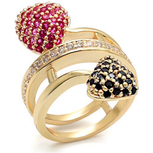 LO1490 - Imitation Gold Brass Ring with Synthetic Garnet in Ruby LuxuryLifeWay Online Store