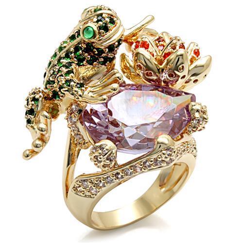 LO1496 - Imitation Gold Brass Ring with AAA Grade CZ  in Light Amethyst LuxuryLifeWay Online Store