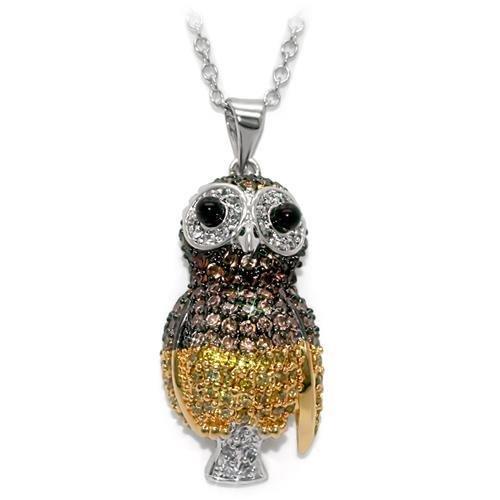 LO1554 - Rhodium+Gold+ Ruthenium Brass Chain Pendant with AAA Grade CZ  in Multi Color LuxuryLifeWay Online Store