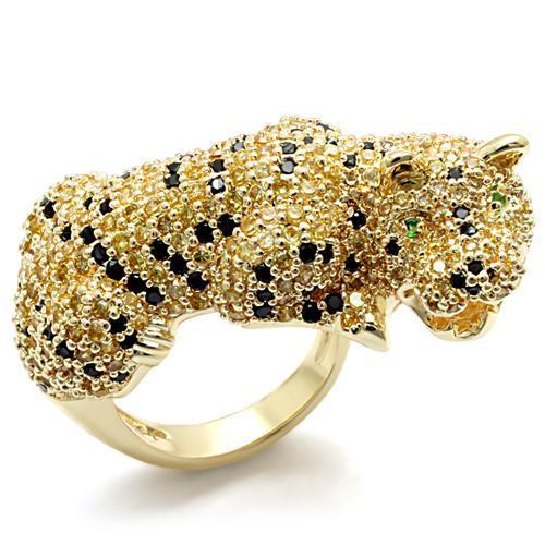 LO1606 - Imitation Gold Brass Ring with Synthetic Synthetic Glass in Emerald LuxuryLifeWay Online Store