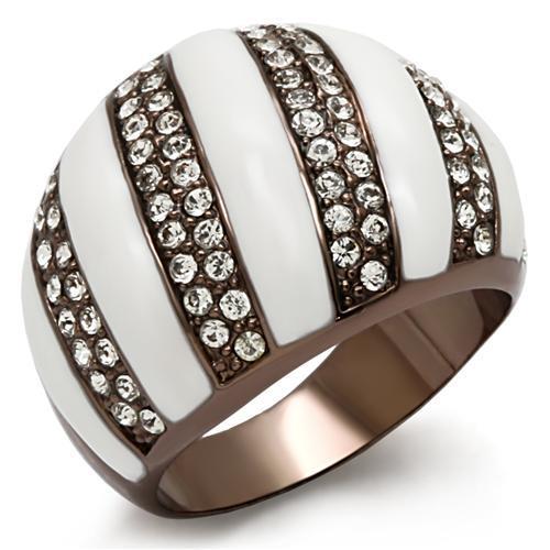LO1646 - Chocolate Gold Brass Ring with Top Grade Crystal  in Clear LuxuryLifeWay Online Store