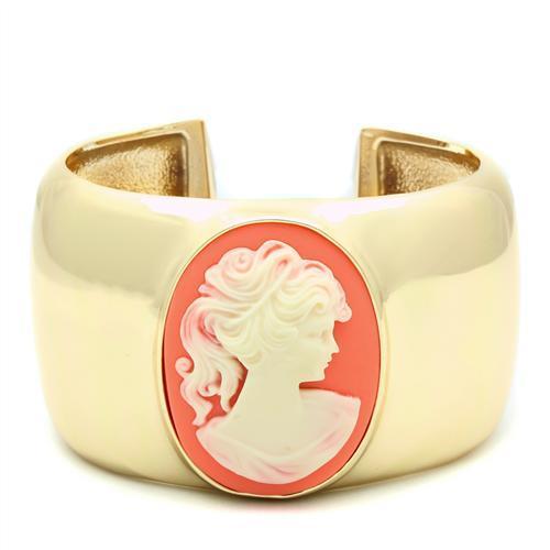 LO1964 - Gold Brass Bangle with Synthetic Synthetic Stone in Multi Color LuxuryLifeWay Online Store