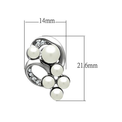LO1970 - Rhodium White Metal Earrings with Synthetic Pearl in White LuxuryLifeWay Online Store