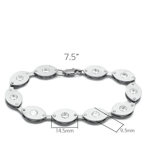 LO2011 - Matte Rhodium & Rhodium Brass Bracelet with AAA Grade CZ  in Clear LuxuryLifeWay Online Store