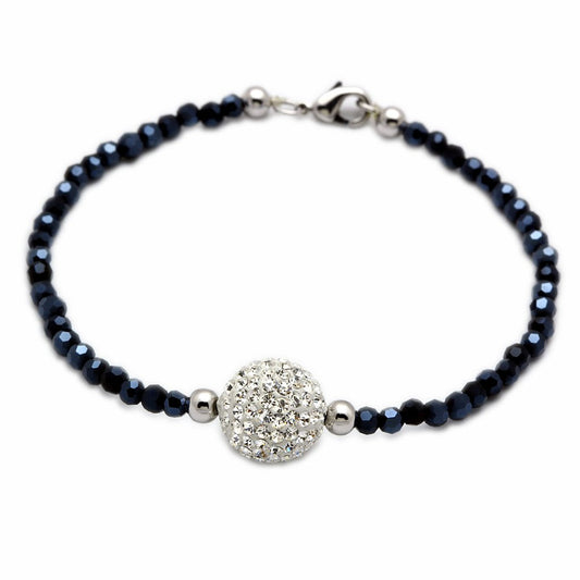 LO2047 - Rhodium Brass Bracelet with Top Grade Crystal  in Clear LuxuryLifeWay Online Store