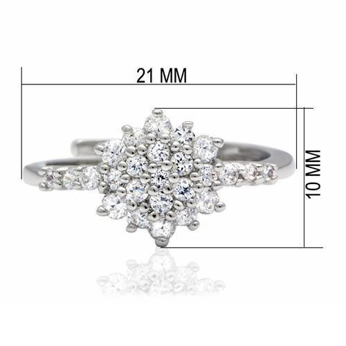 LO2052 - Rhodium Brass Ring with AAA Grade CZ  in Clear LuxuryLifeWay Online Store