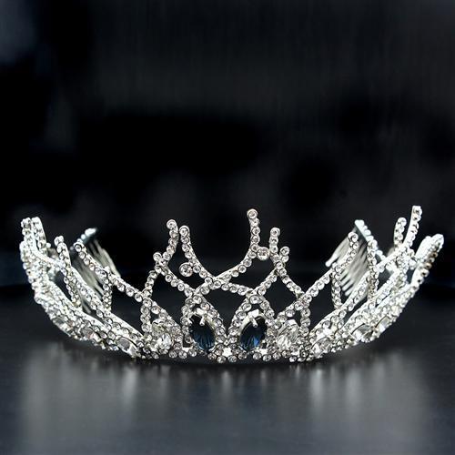 LO2106 - Imitation Rhodium Brass Tiaras & Hair Clip with Top Grade Crystal  in Montana LuxuryLifeWay Online Store