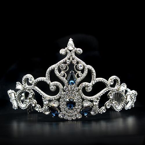 LO2110 - Imitation Rhodium Brass Tiaras & Hair Clip with Top Grade Crystal  in Montana LuxuryLifeWay Online Store