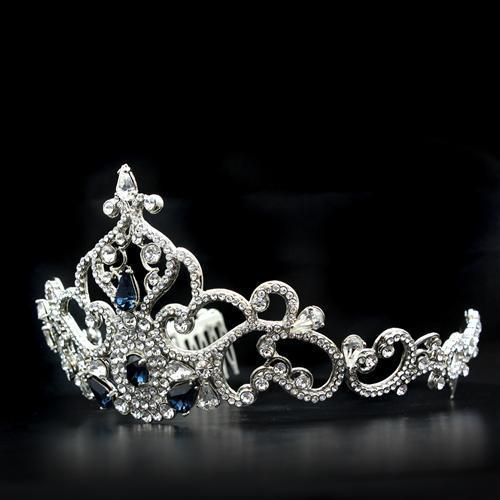 LO2110 - Imitation Rhodium Brass Tiaras & Hair Clip with Top Grade Crystal  in Montana LuxuryLifeWay Online Store
