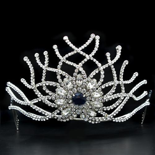 LO2111 - Imitation Rhodium Brass Tiaras & Hair Clip with Top Grade Crystal  in Montana LuxuryLifeWay Online Store