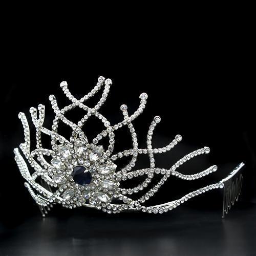 LO2111 - Imitation Rhodium Brass Tiaras & Hair Clip with Top Grade Crystal  in Montana LuxuryLifeWay Online Store