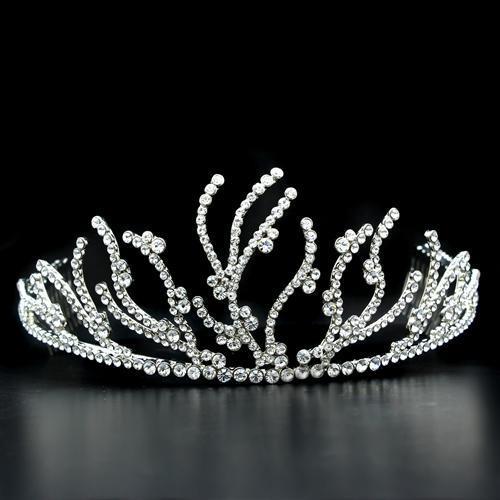 LO2117 - Imitation Rhodium Brass Tiaras & Hair Clip with Top Grade Crystal  in Clear LuxuryLifeWay Online Store