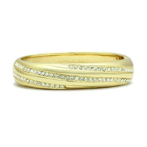 LO2150 - Flash Gold White Metal Bangle with Top Grade Crystal  in Clear LuxuryLifeWay Online Store