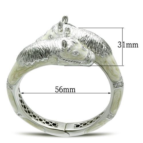 LO2266 - Rhodium Brass Bangle with AAA Grade CZ  in Clear LuxuryLifeWay Online Store