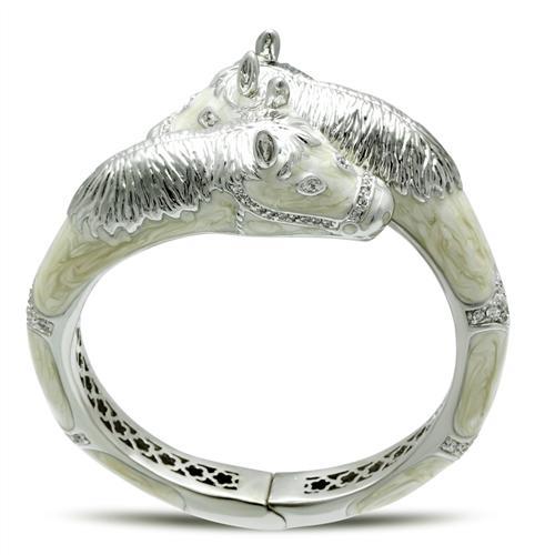 LO2266 - Rhodium Brass Bangle with AAA Grade CZ  in Clear LuxuryLifeWay Online Store