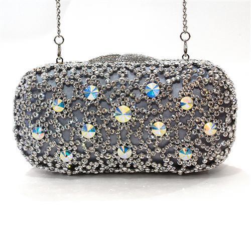 LO2364 - Imitation Rhodium White Metal Clutch with Top Grade Crystal  in White LuxuryLifeWay Online Store