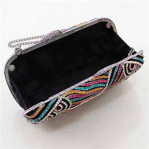 LO2365 - Imitation Rhodium White Metal Clutch with Top Grade Crystal  in Multi Color LuxuryLifeWay Online Store