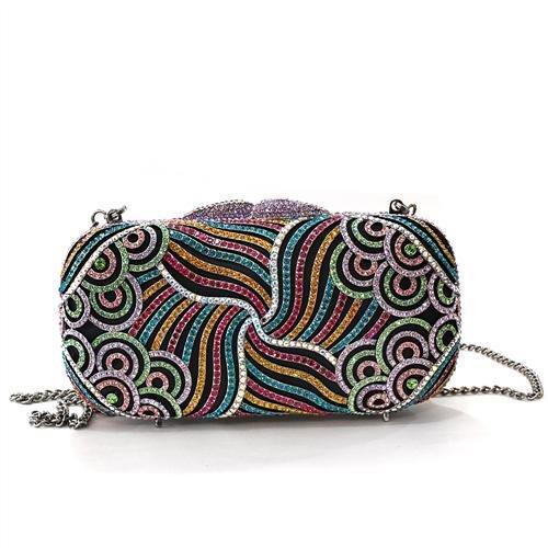LO2365 - Imitation Rhodium White Metal Clutch with Top Grade Crystal  in Multi Color LuxuryLifeWay Online Store