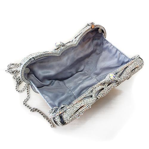 LO2366 - Imitation Rhodium White Metal Clutch with Top Grade Crystal  in White LuxuryLifeWay Online Store