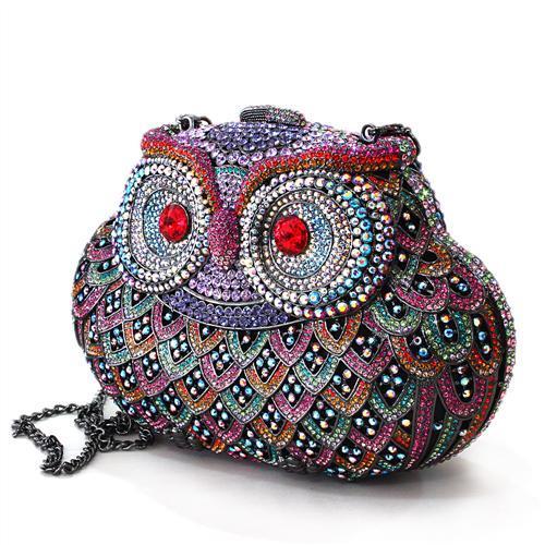LO2368 - Ruthenium White Metal Clutch with Top Grade Crystal  in Multi Color LuxuryLifeWay Online Store