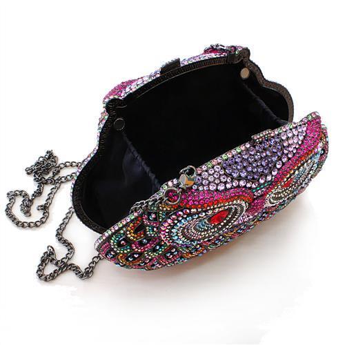 LO2368 - Ruthenium White Metal Clutch with Top Grade Crystal  in Multi Color LuxuryLifeWay Online Store