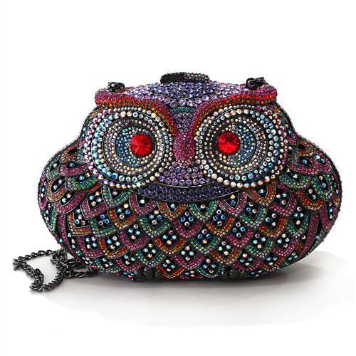 LO2368 - Ruthenium White Metal Clutch with Top Grade Crystal  in Multi Color LuxuryLifeWay Online Store