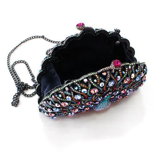 LO2370 - Ruthenium White Metal Clutch with Top Grade Crystal  in Multi Color LuxuryLifeWay Online Store